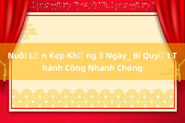 Nuôi Lợn Kép Khủng 3 Ngày_ Bí Quyết Thành Công Nhanh Chóng