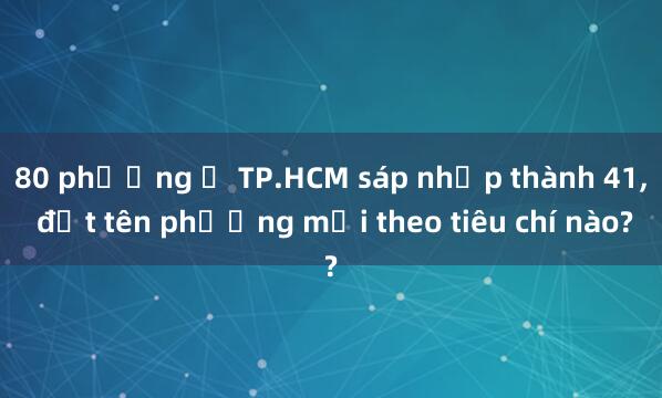 80 phường ở TP.HCM sáp nhập thành 41, đặt tên phường mới theo tiêu chí nào?